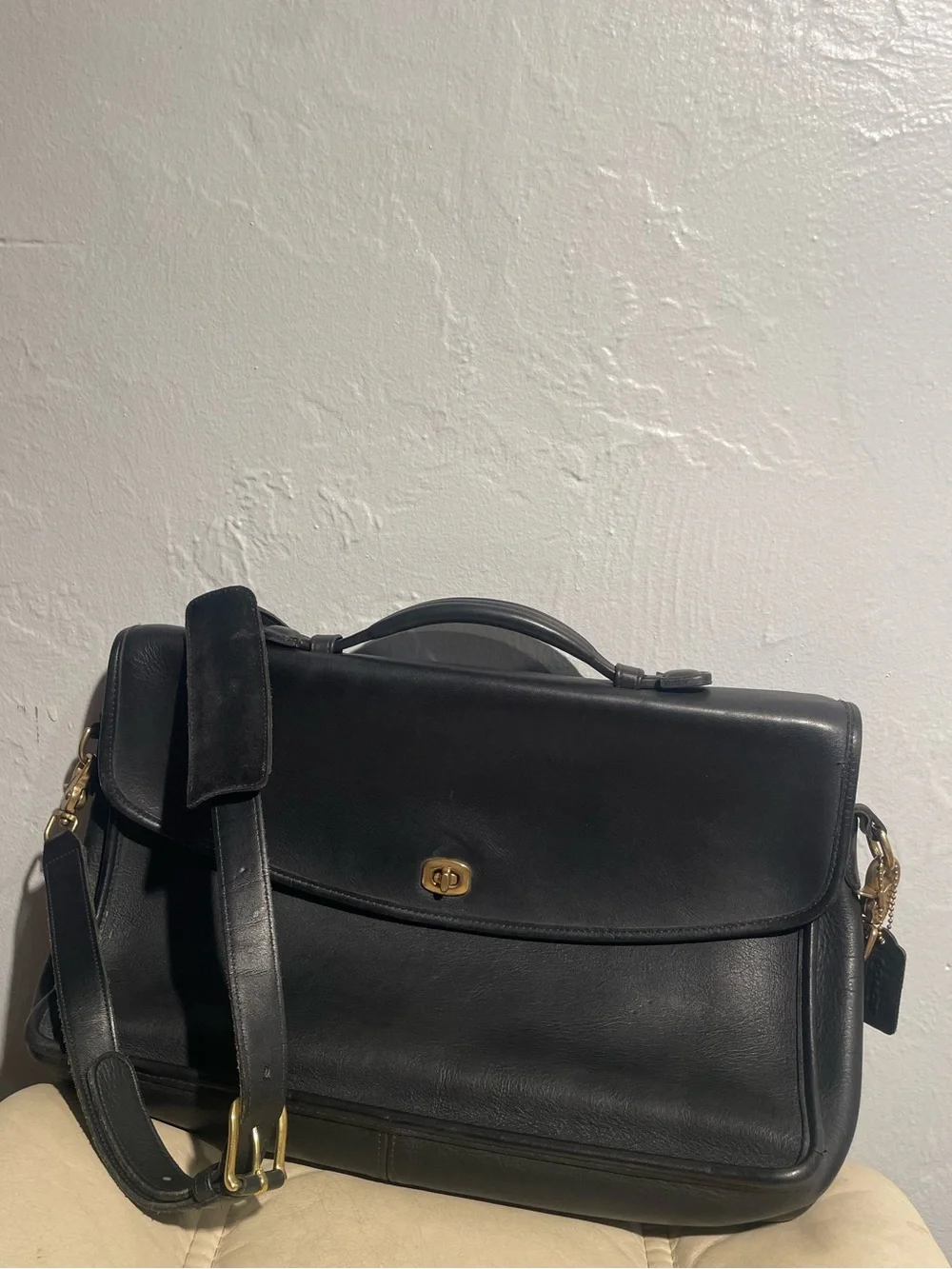 Vintage Coach Lexington 5265 Leather Turnlock Messenger Briefcase Laptop Bag